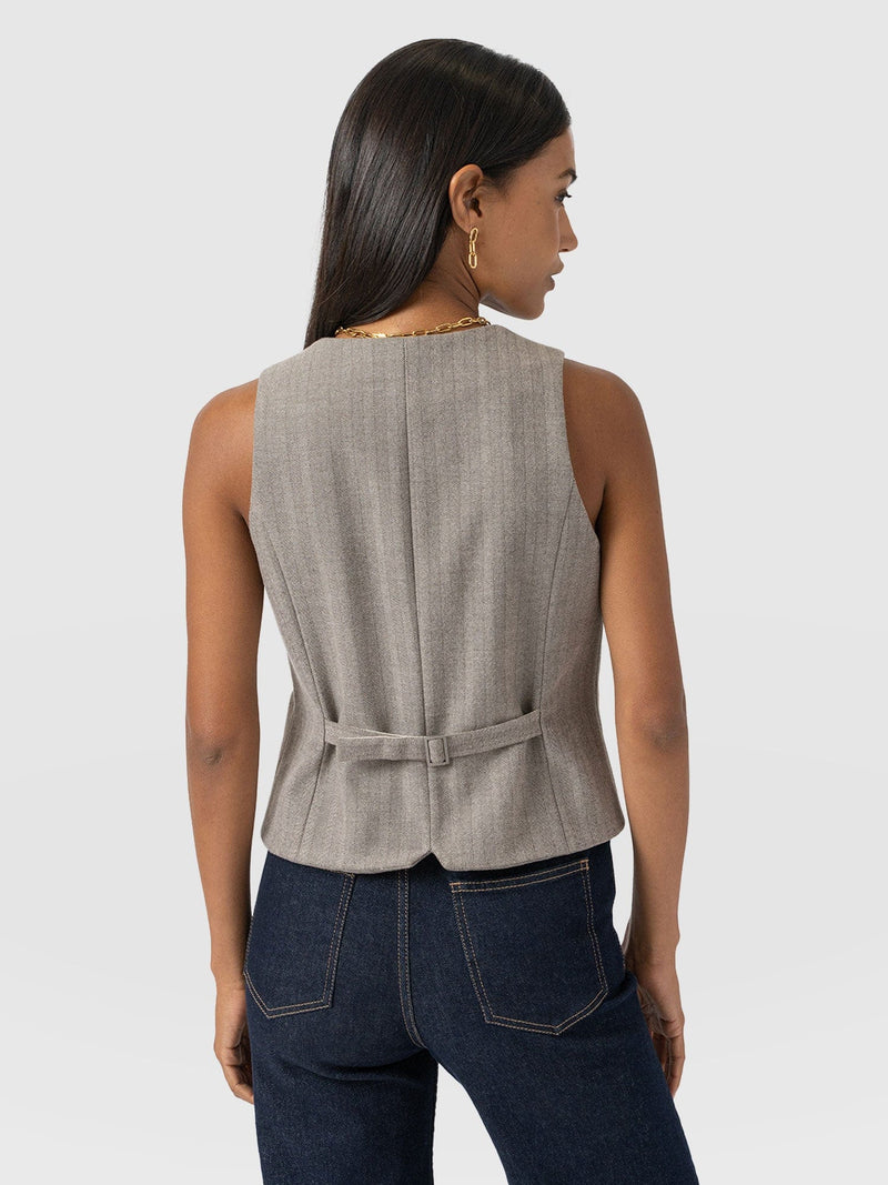 Astrid Waistcoat - Brown Herringbone