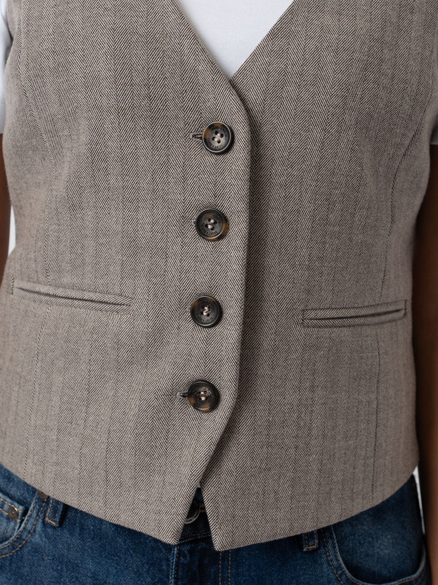 Astrid Waistcoat - Brown Herringbone