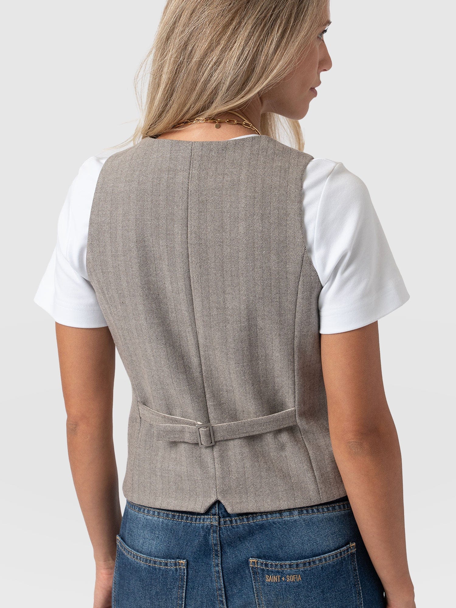 Astrid Waistcoat - Brown Herringbone
