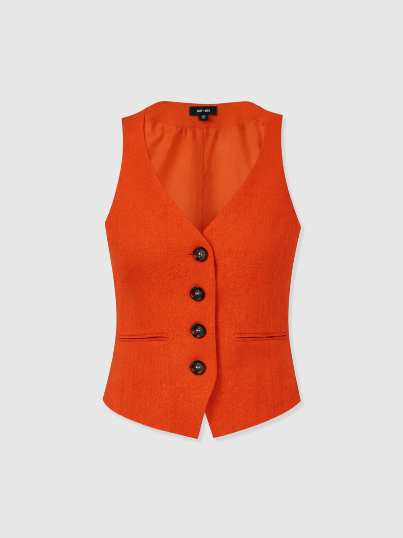 Astrid Waistcoat - Burnt Orange - Women's Jackets | Saint + Sofia® UK