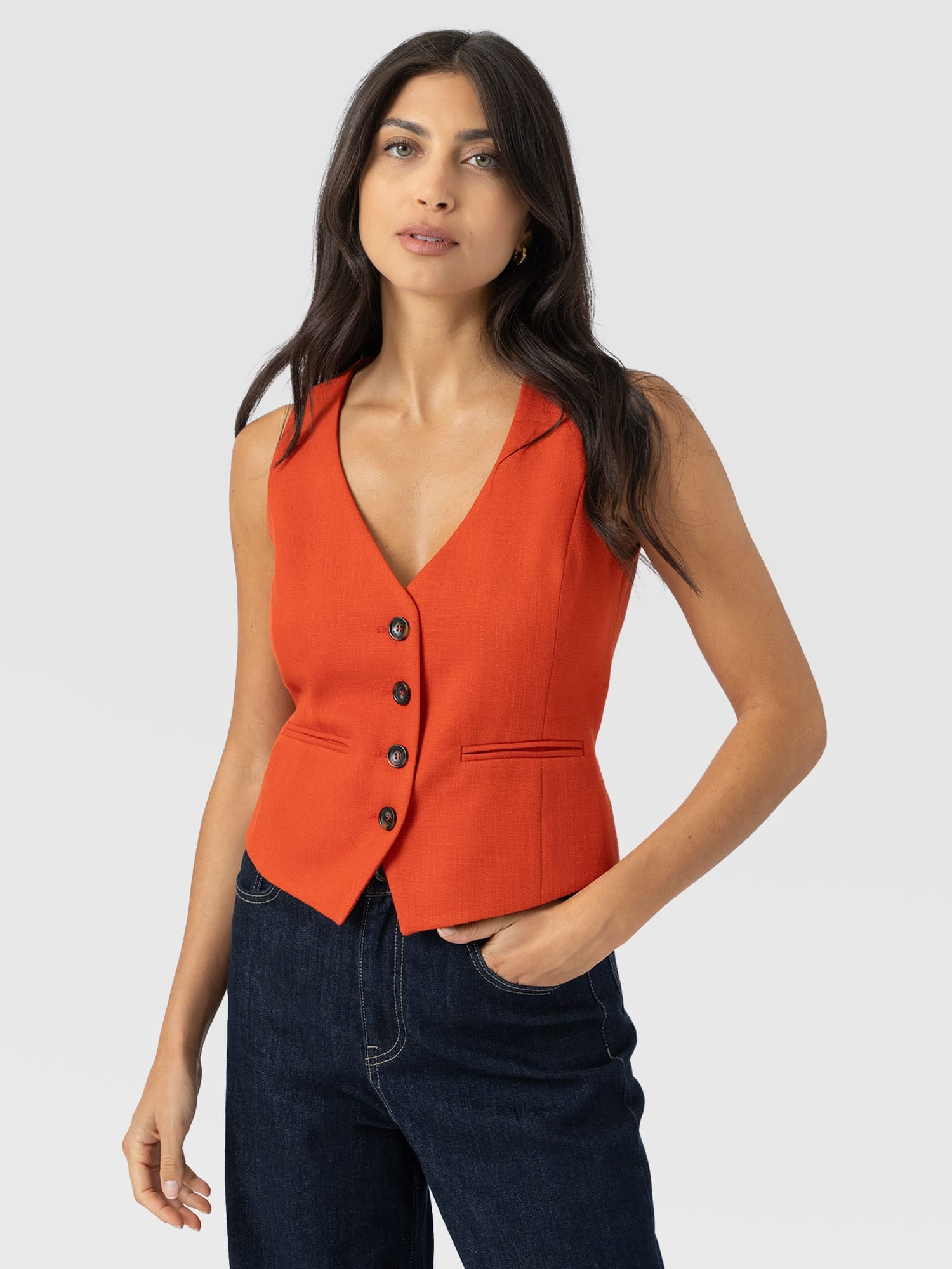Astrid Waistcoat - Burnt Orange - Women's Jackets | Saint + Sofia® UK
