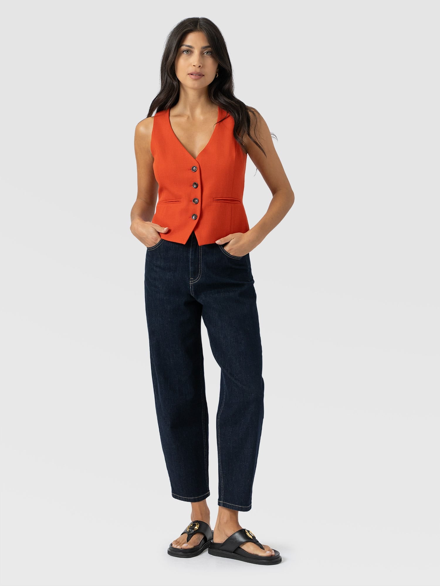 Astrid Waistcoat - Burnt Orange - Women's Jackets | Saint + Sofia® UK