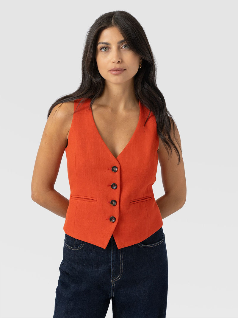 Astrid Waistcoat - Burnt Orange - Women's Jackets | Saint + Sofia® UK