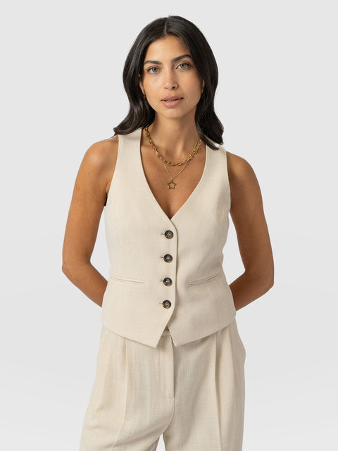 Astrid Waistcoat Cream - Women's Blazers | Saint + Sofia® UK