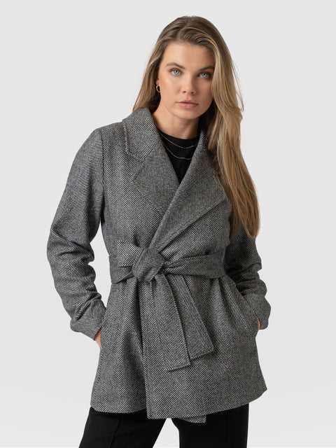 Audrey Wrap Coat Chevron - Women's Coats | Saint + Sofia® UK