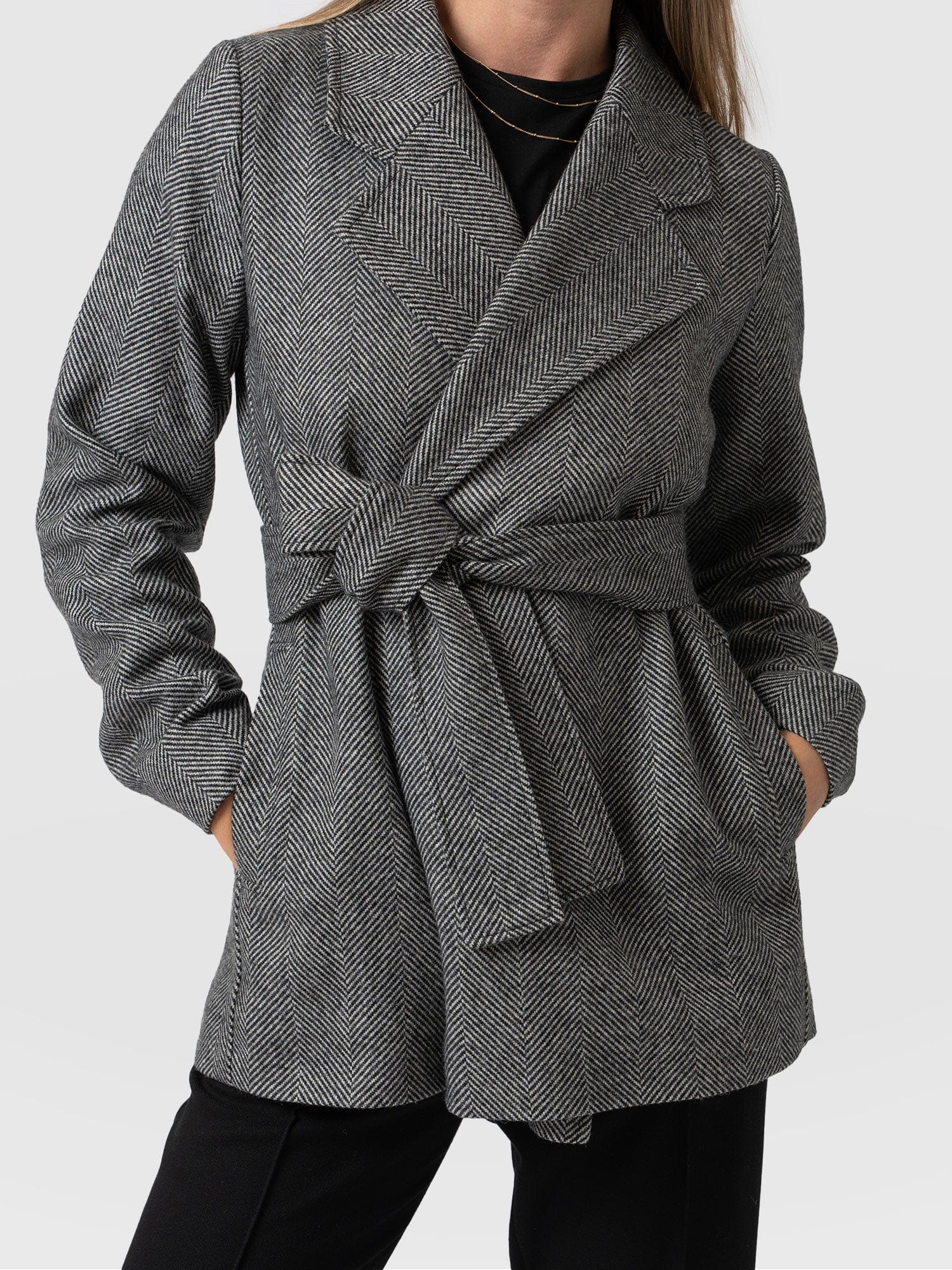 Audrey Wrap Coat Chevron - Women's Coats | Saint + Sofia® UK