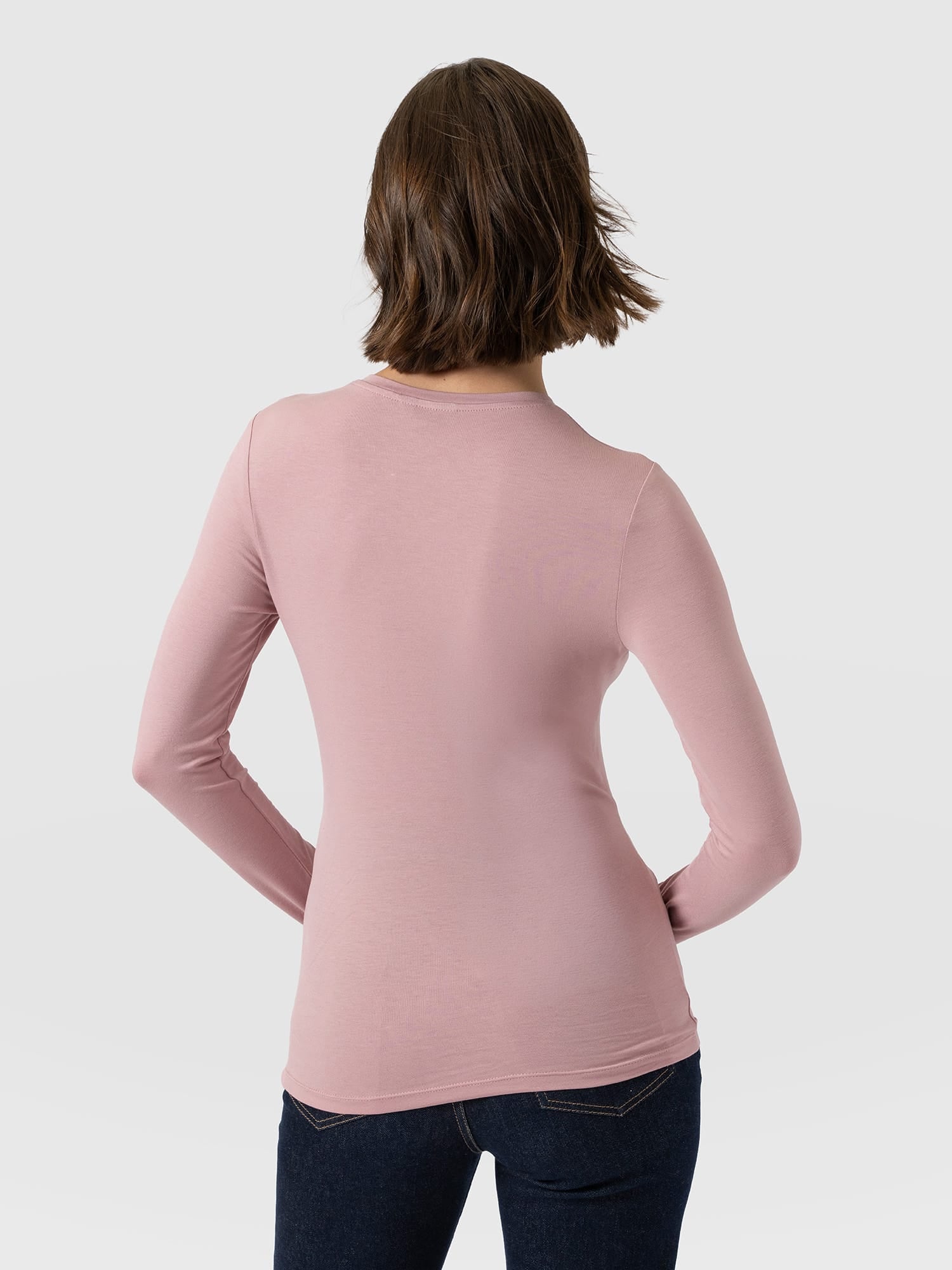 Austen Crew Neck Long Sleeve Tee - Dusty Pink - Women's T-shirts | Saint and Sofia® UK