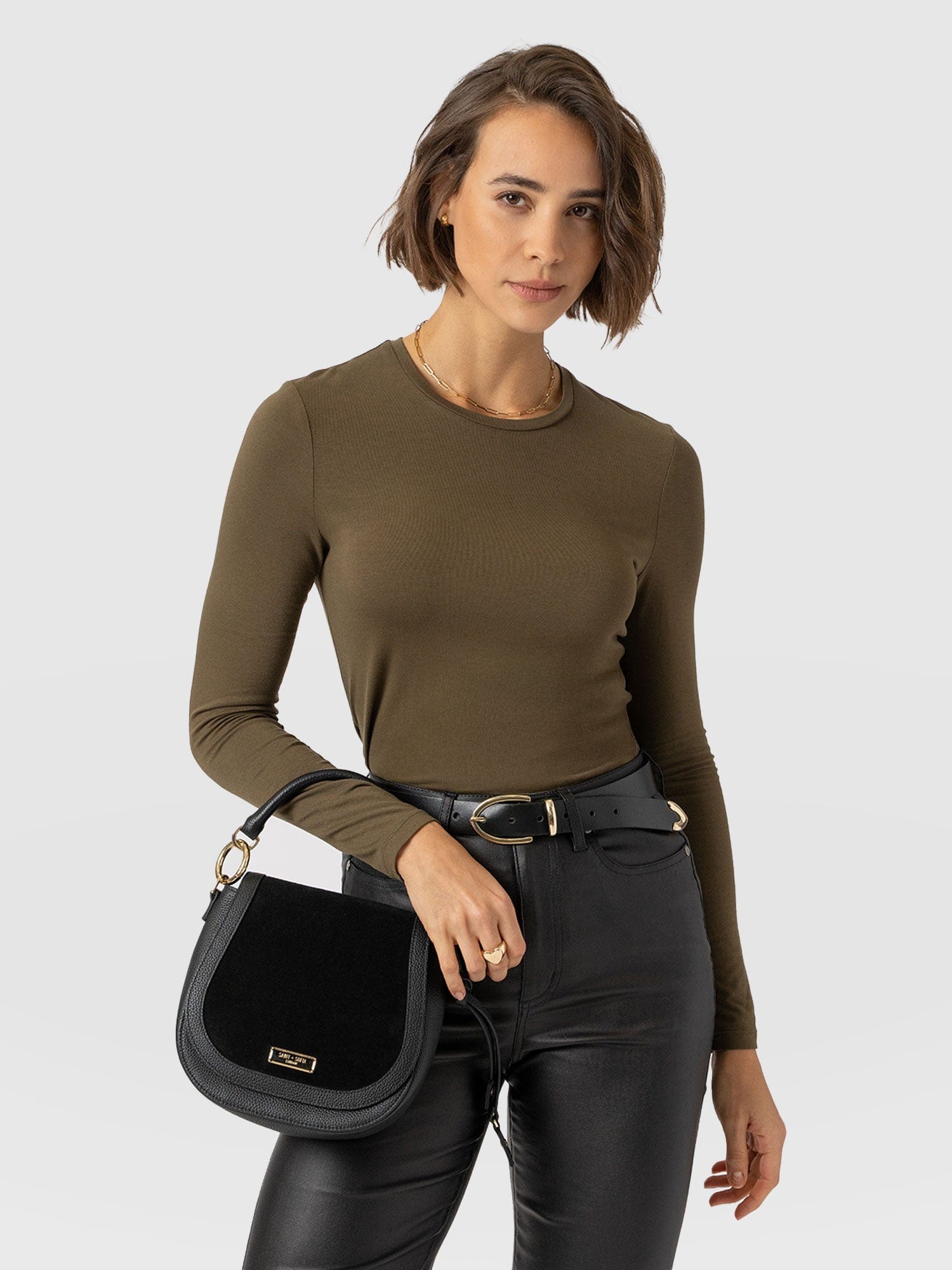 Austen Crew Neck Long Sleeve Tee - Khaki