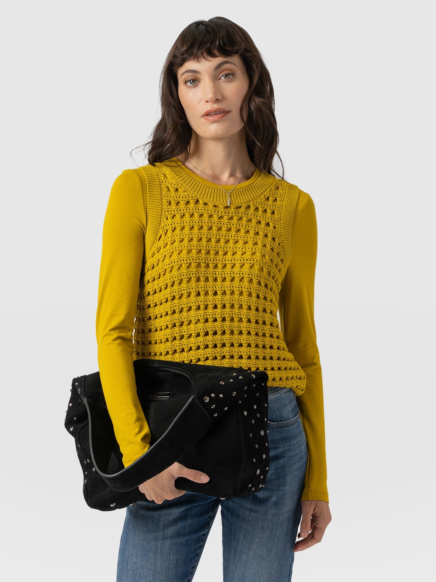 Austen Crew Neck Tee Long Sleeve Mustard - Women's T-Shirts | Saint + Sofia® UK