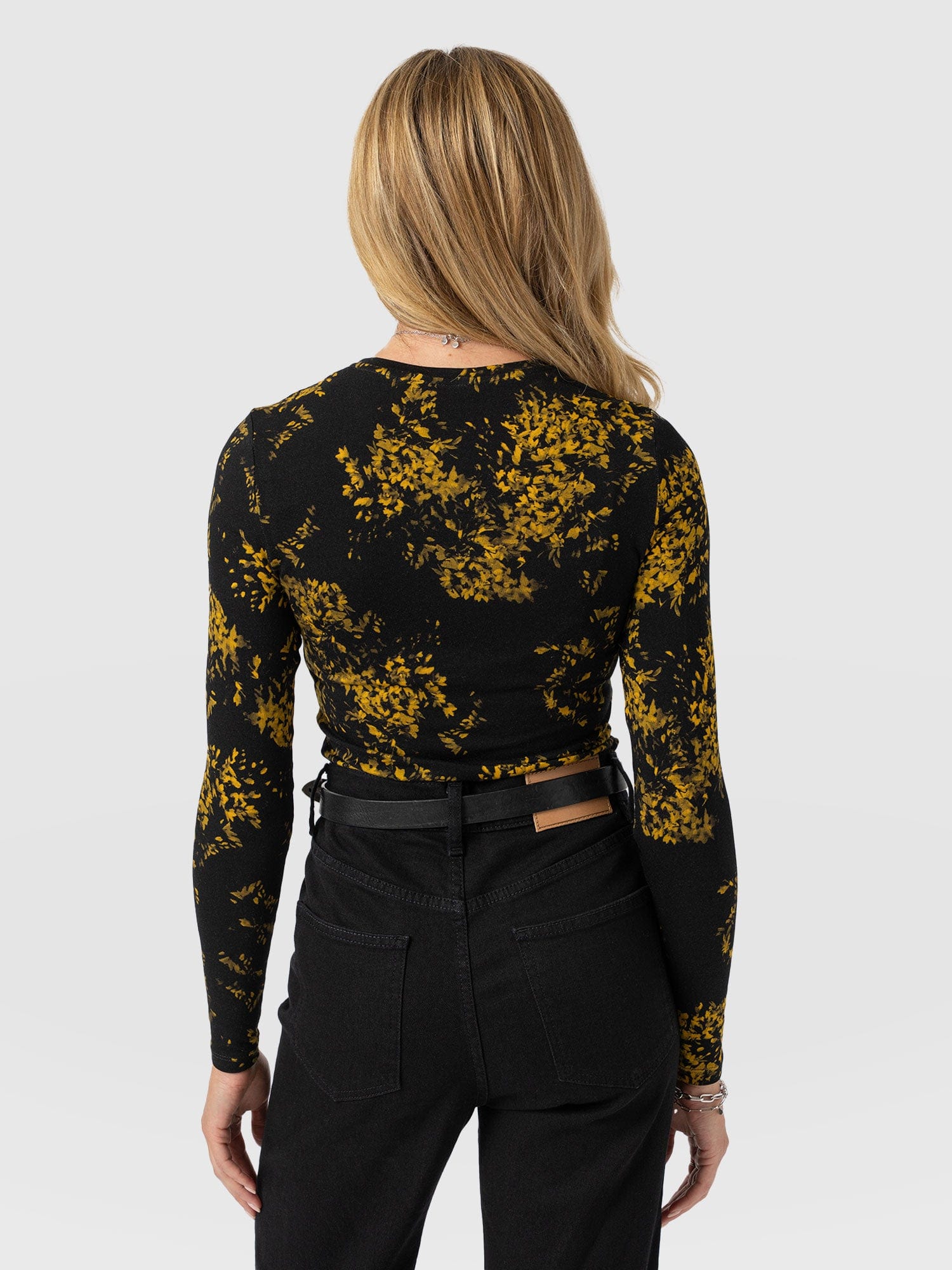 Austen Crew Neck Long Sleeve Tee - Yellow Mimosa