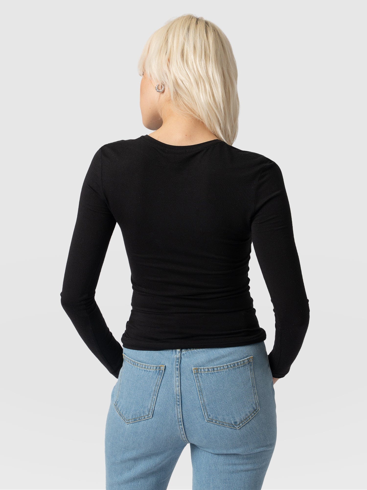 Austen Crew Neck Long Sleeve Tee - Black