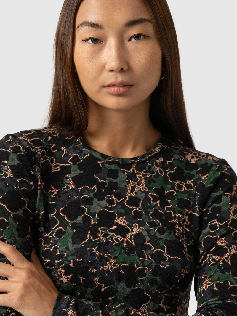 Austen Crew Neck Tee - Green Twilight Floral