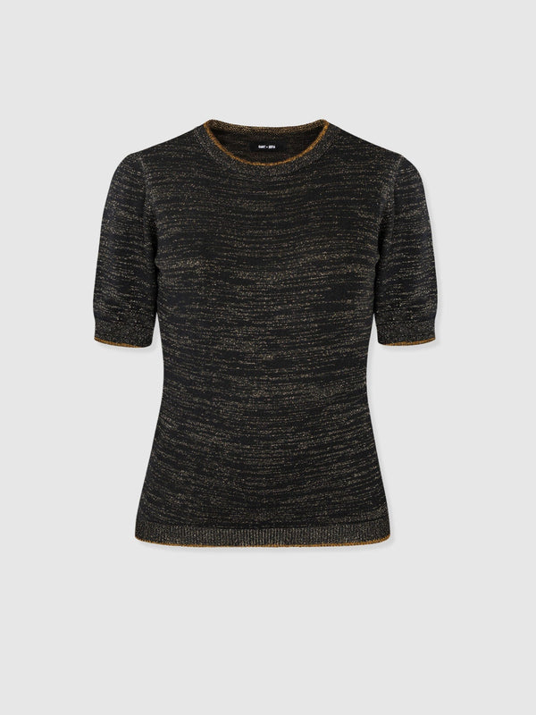 Austen Crew Neck Tee Short Sleeve - Black Mesh