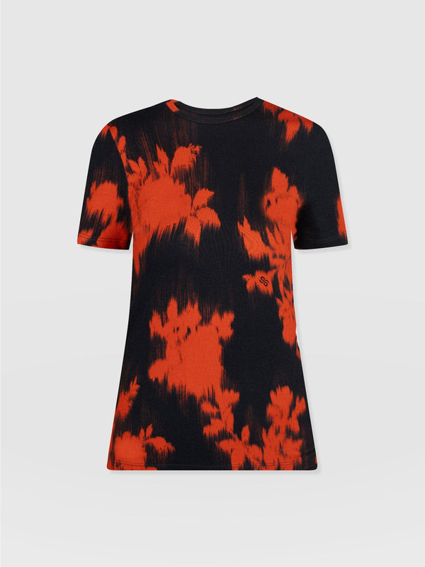Austen Crew Neck Tee Short Sleeve Orange Fade Floral