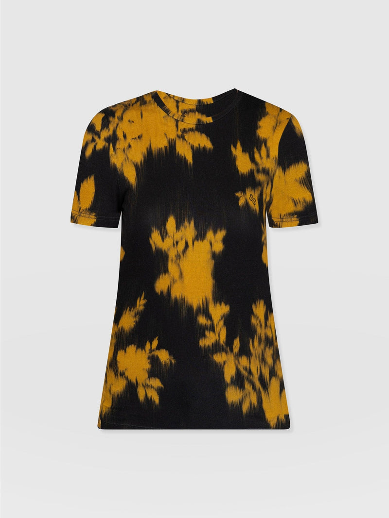 Austen Crew Neck Tee Short Sleeve - Yellow Fade Floral