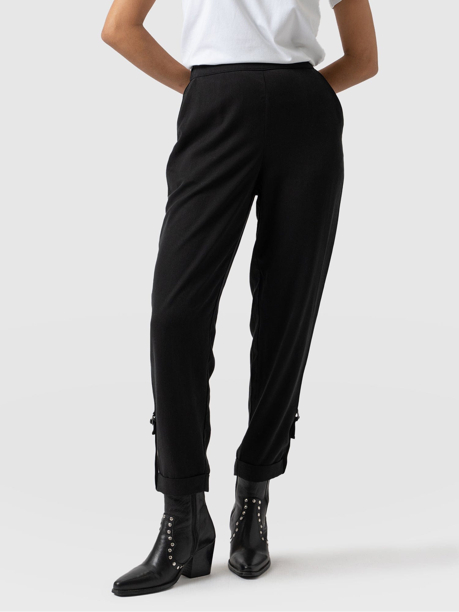 Black | Tapered Soft Jersey Trouser | WoolOvers UK