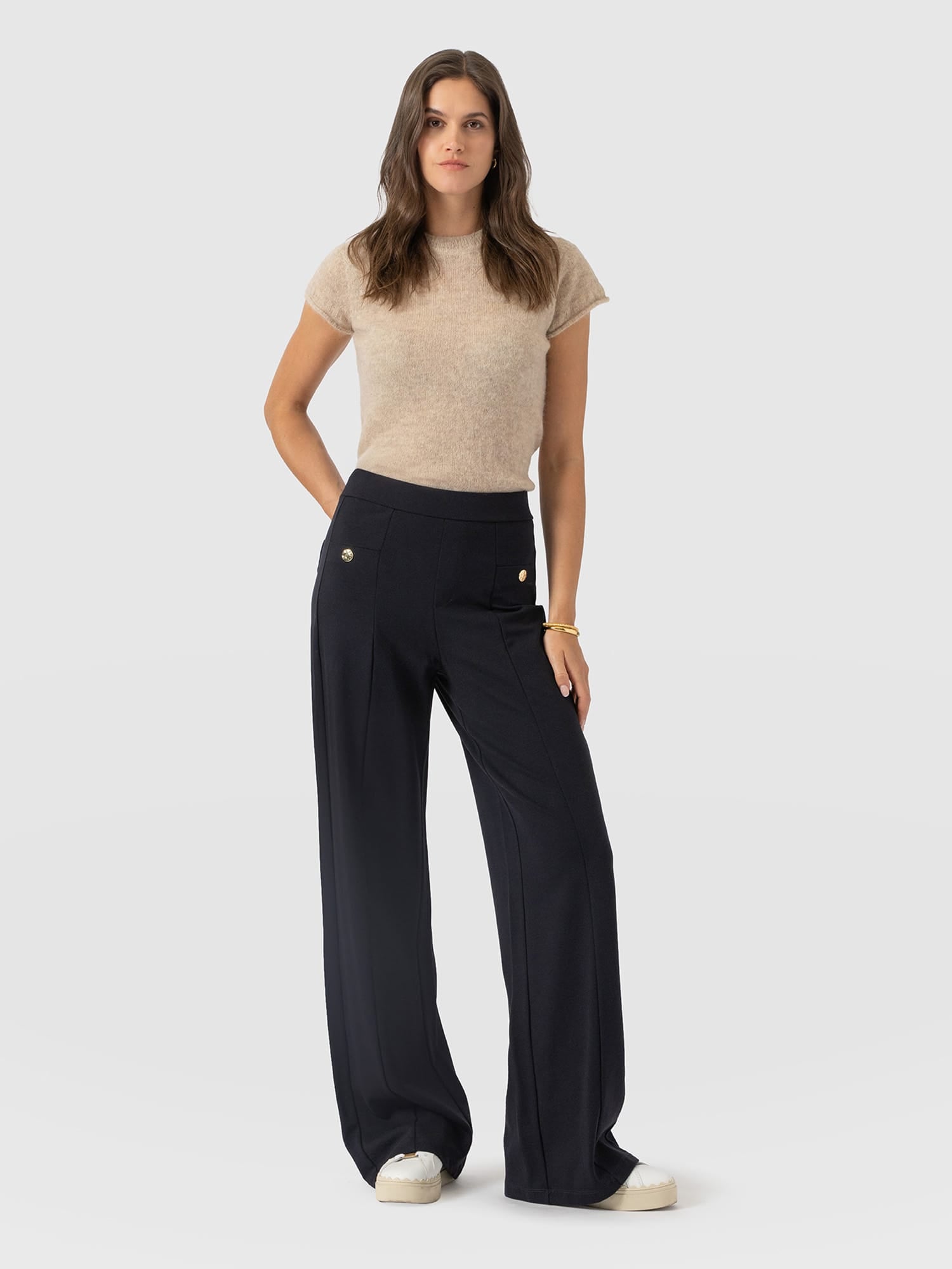 Averie Wide Leg Pant - Navy