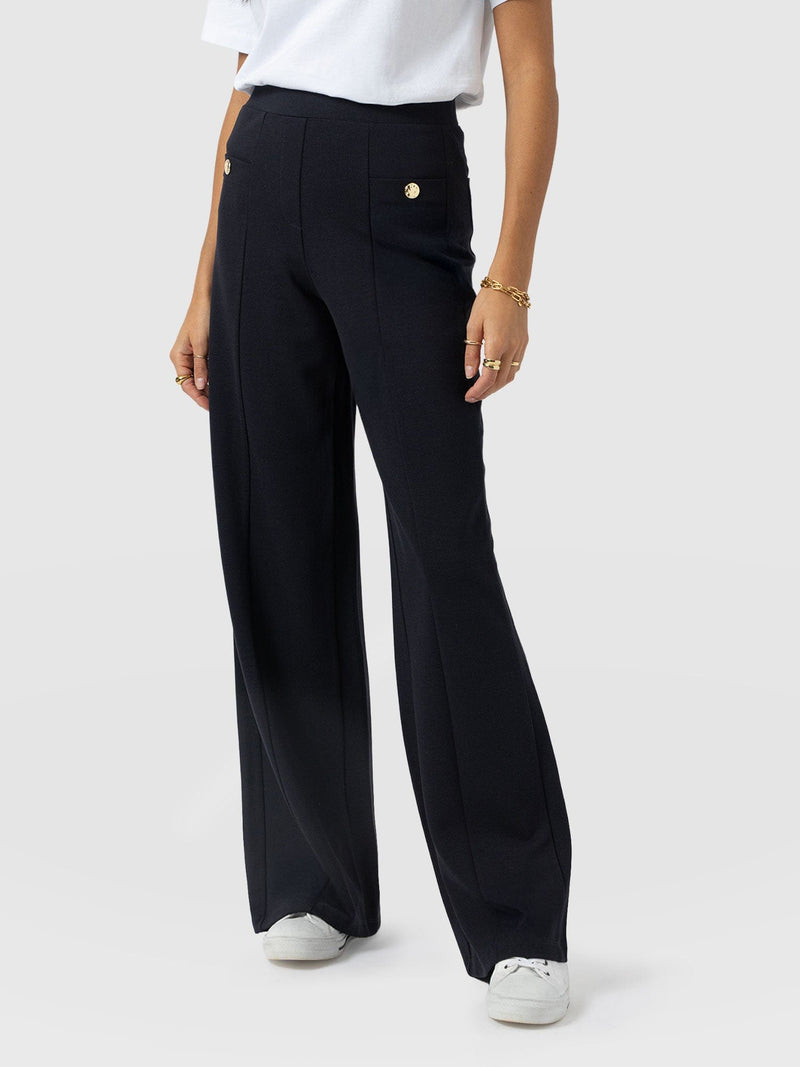 Averie Wide Leg Pant - Navy Molten - Women's Trousers | Saint + Sofia® UK