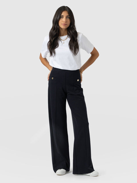 Averie Wide Leg Pant - Navy Molten - Women's Trousers | Saint + Sofia® UK