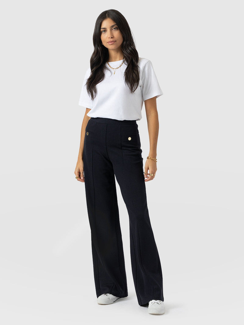 Averie Wide Leg Pant - Navy Molten - Women's Trousers | Saint + Sofia® UK
