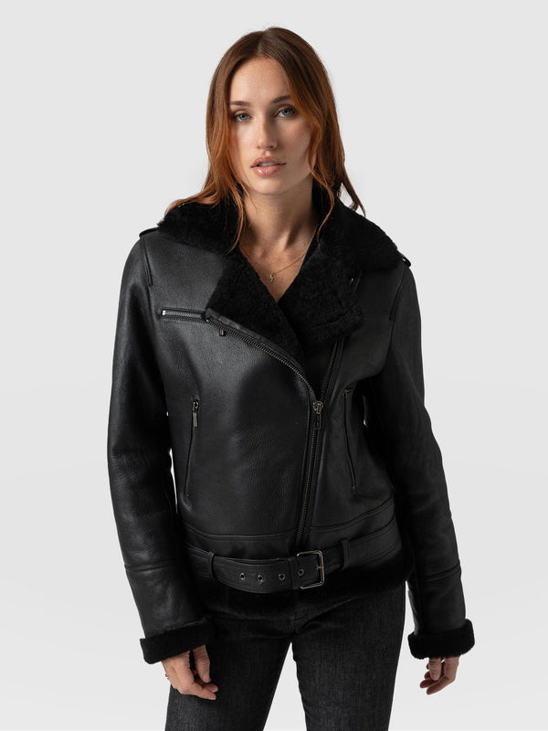 Womens Leather Jacket Womens Black B3 Sheepskin Leather Jacket