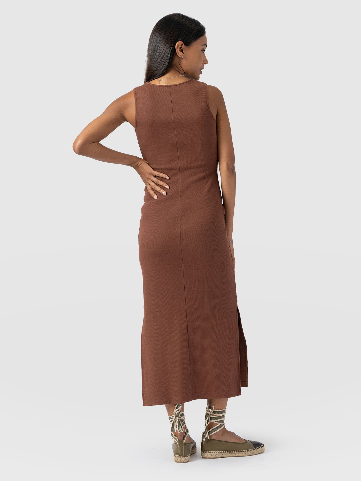 Axel Cut Out Midi Dress Russet Brown