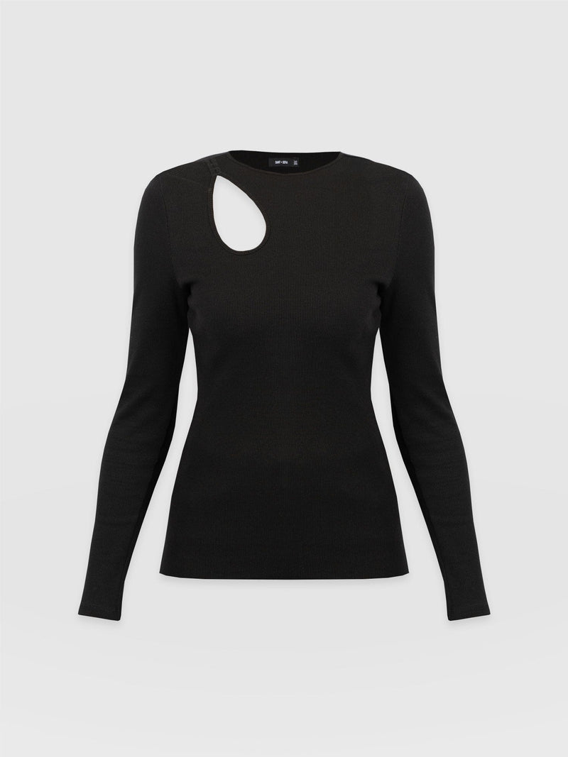 Axel Cut Out Long Sleeve Tee - Black