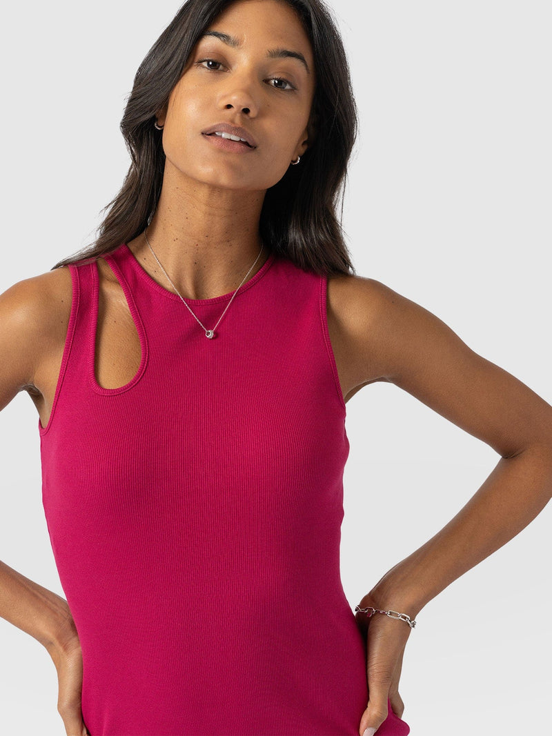 Axel Cut Out Dress - Fuchsia Pink