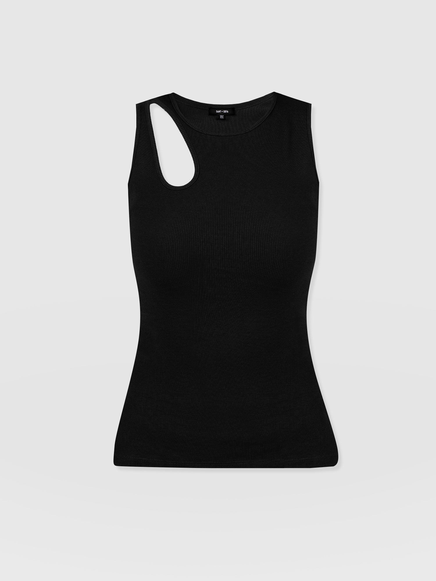 Axel Cut Out Vest - Black - Women's Vests | Saint and Sofia® UK