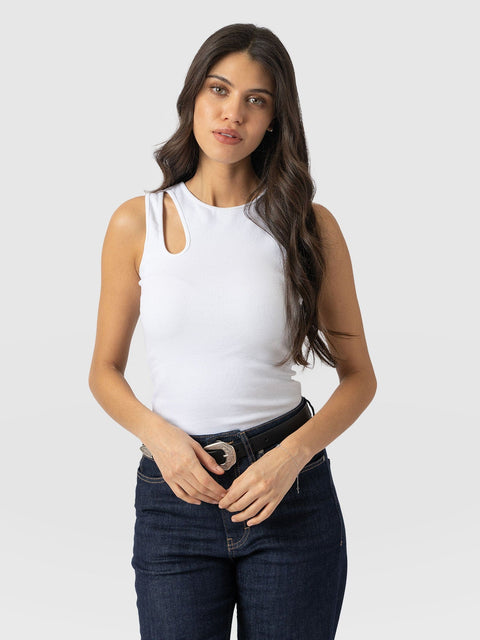 Axel Cut Out Vest White - Women's Vests | Saint + Sofia® UK
