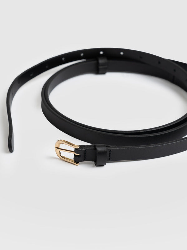 Axel Double Skinny Belt - Black