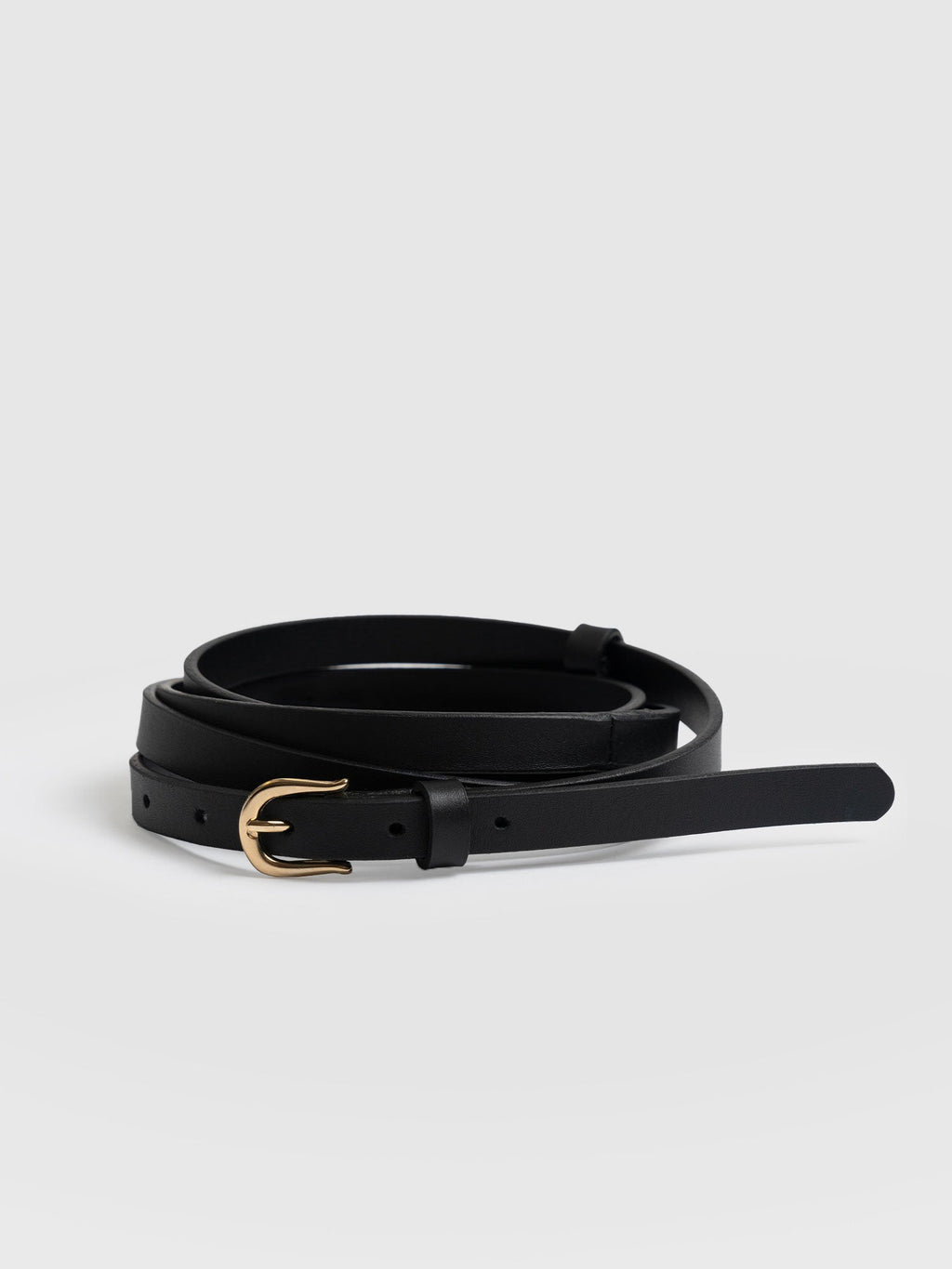 Marina black leather waist belt