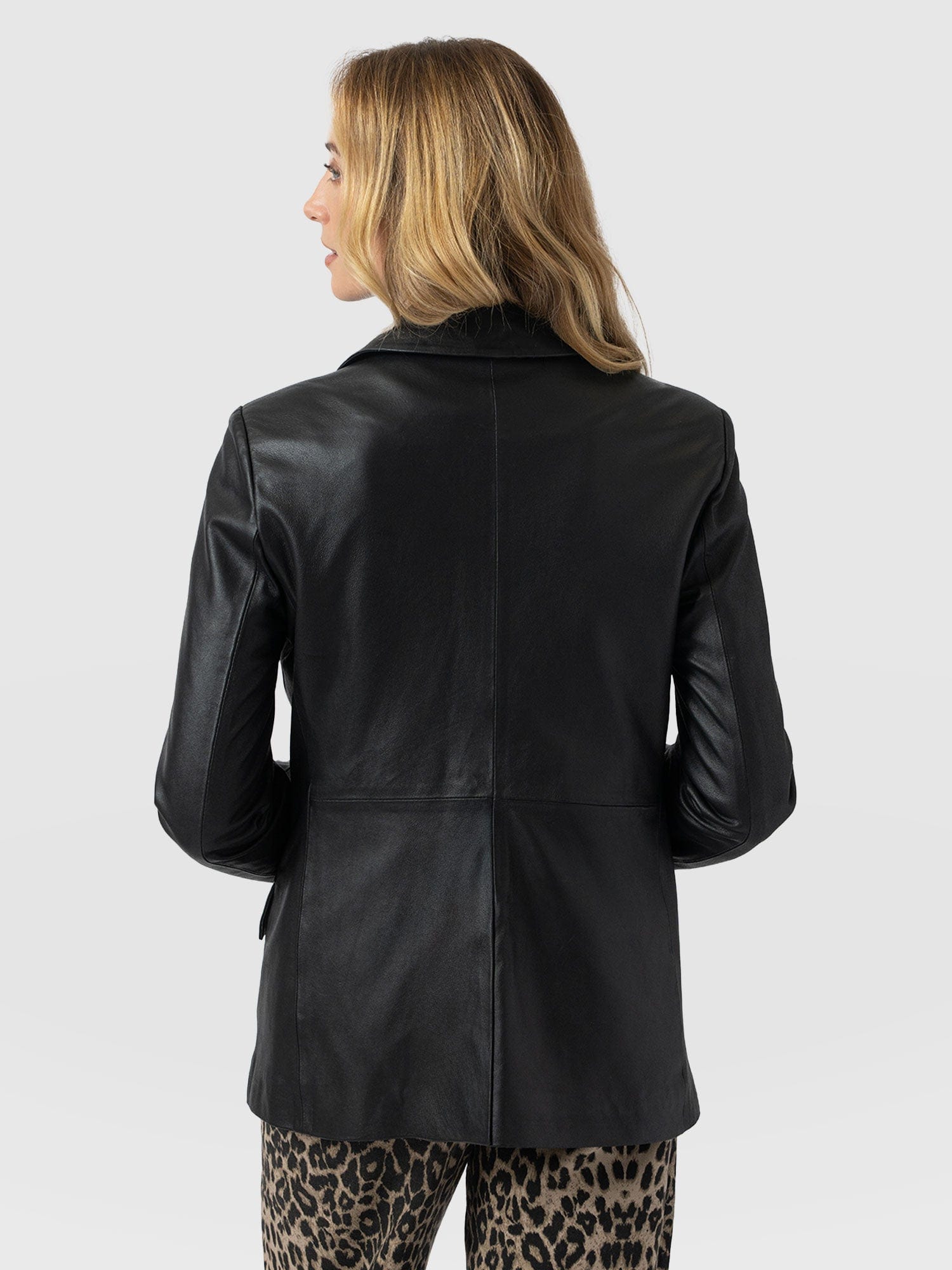 Axel Single Breasted Blazer - Black Leather