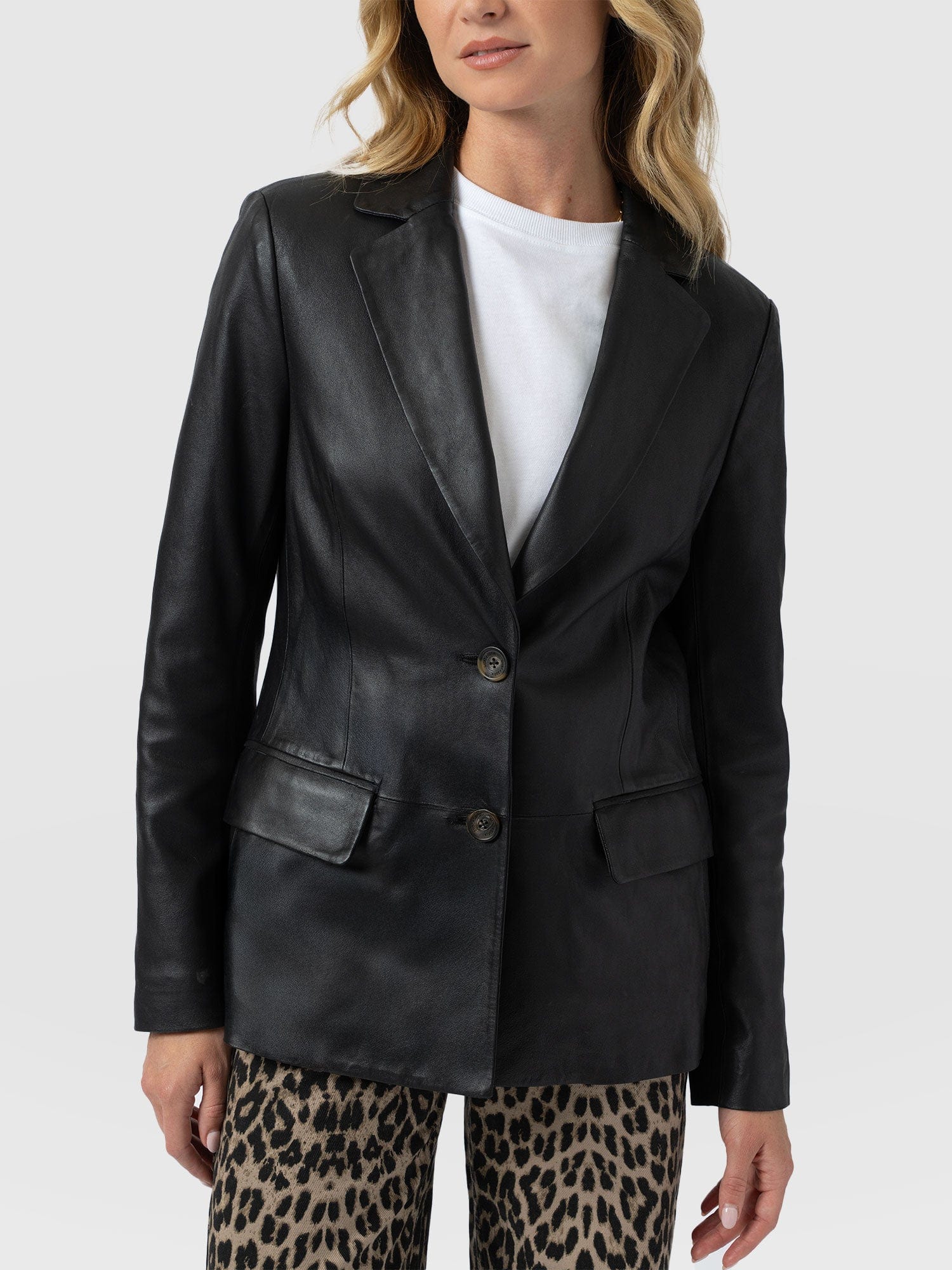 Axel Single Breasted Blazer - Black Leather