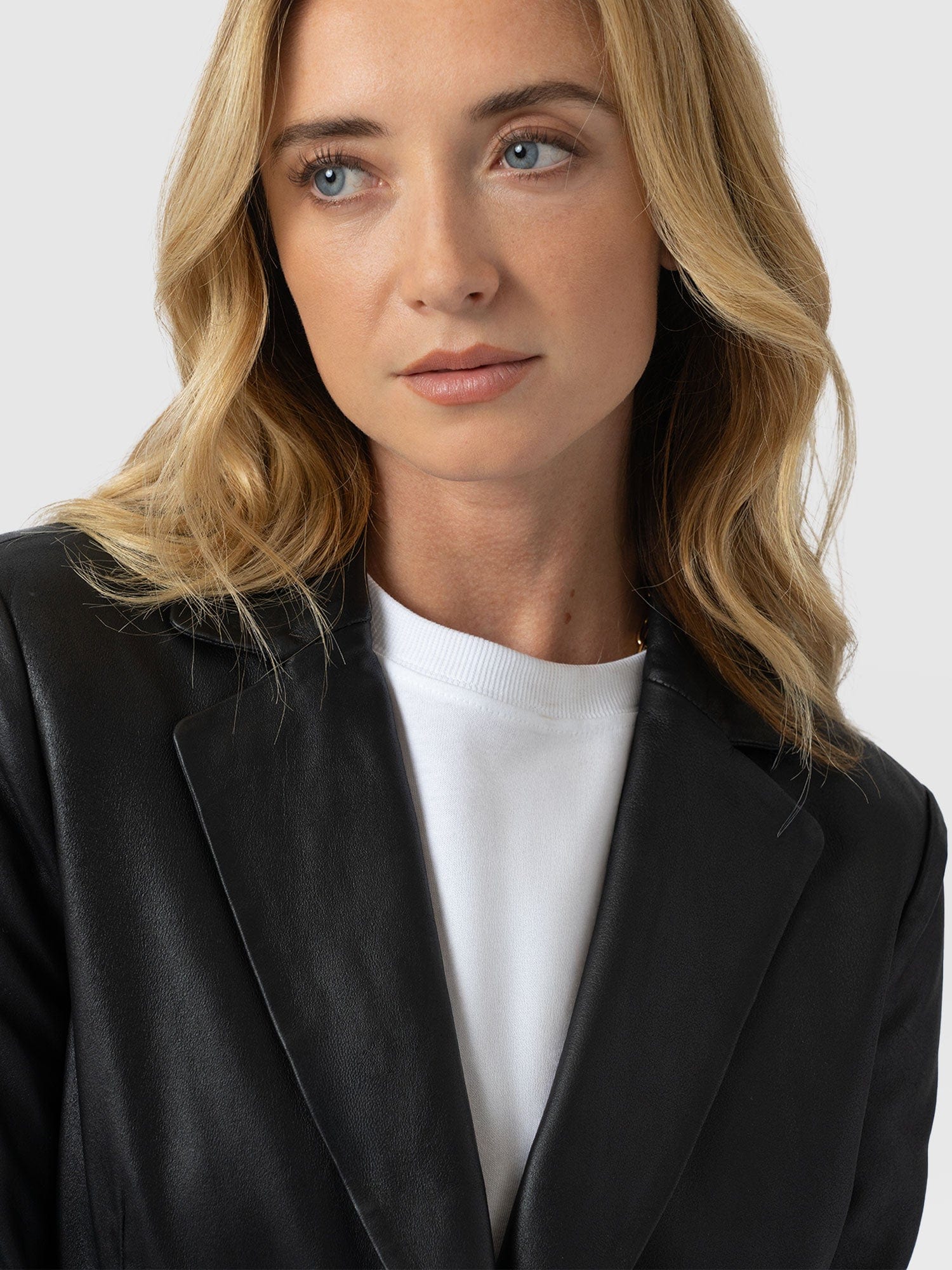 Axel Single Breasted Blazer - Black Leather