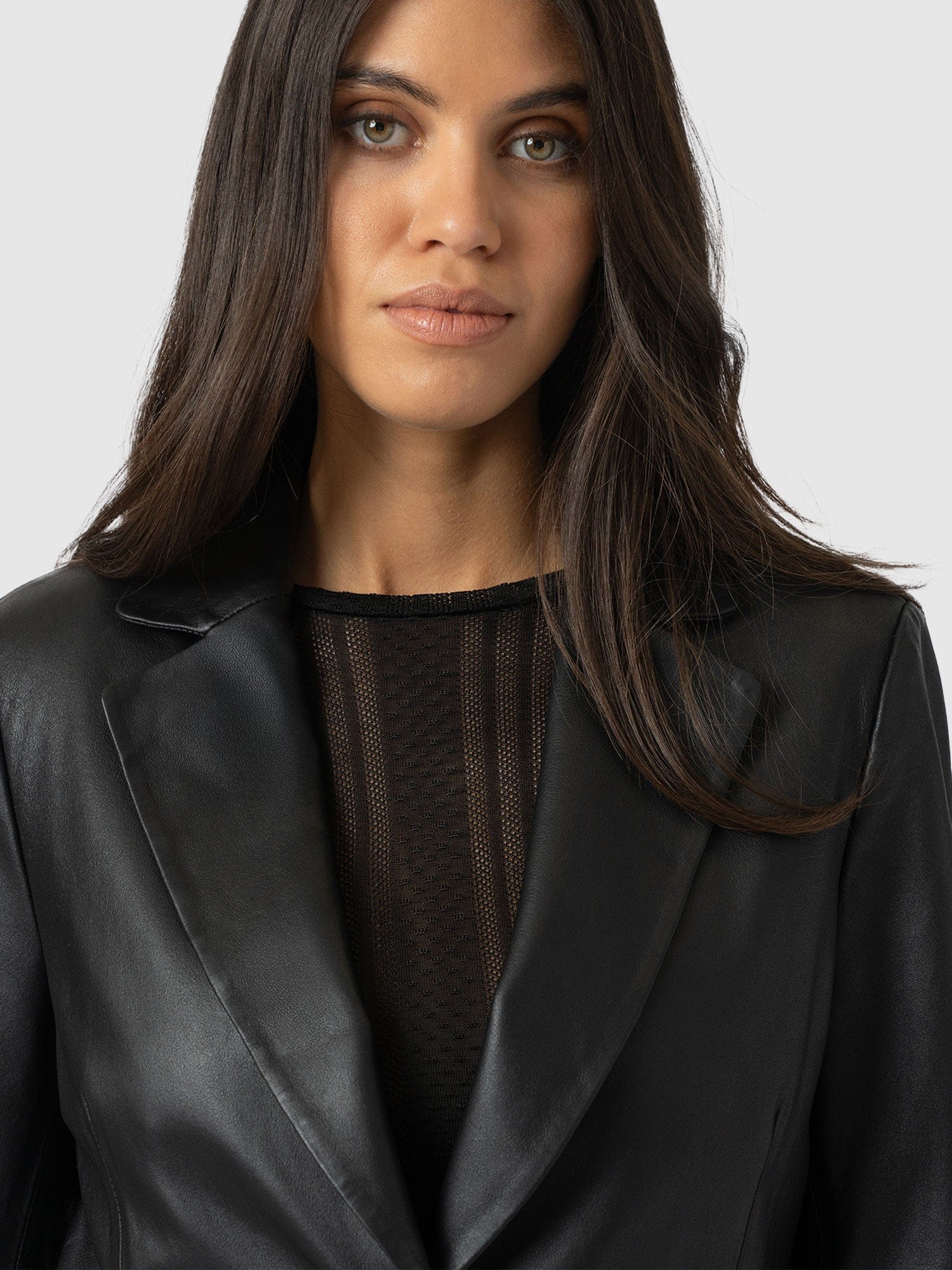 Axel Single Breasted Blazer - Black Leather - Women's Leathers | Saint + Sofia® UK