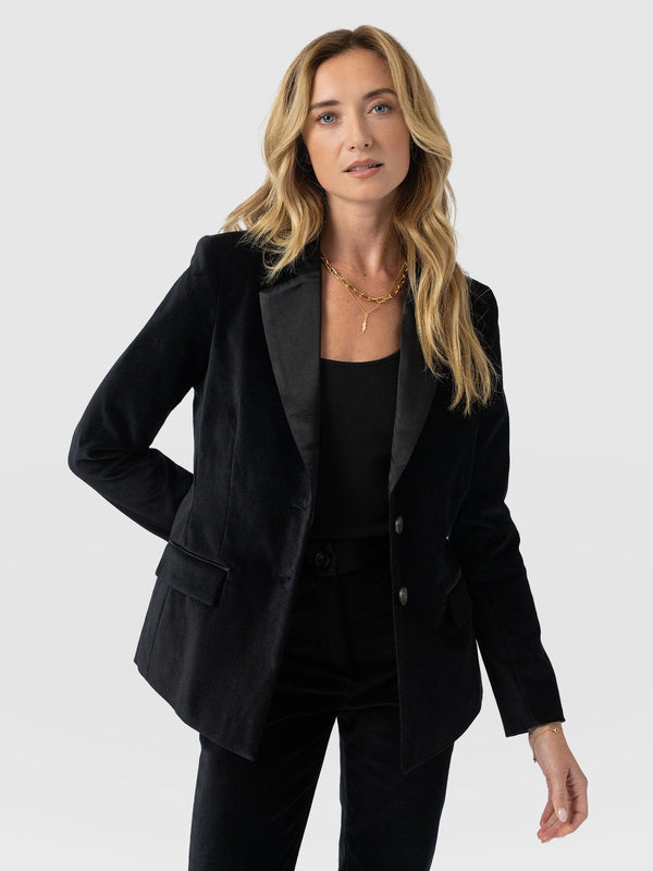Axel Single Breasted Blazer - Black Velvet