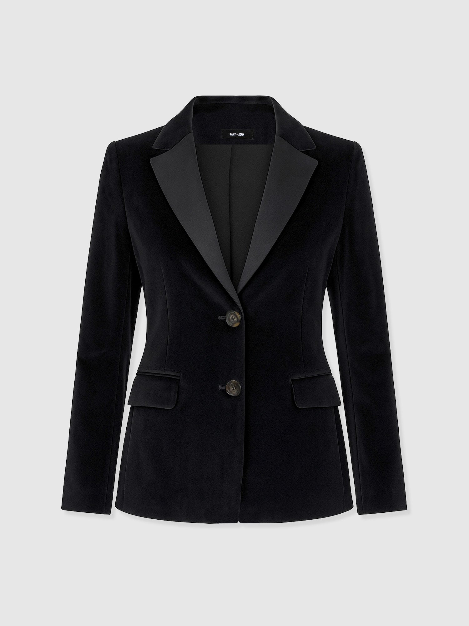 Axel Single Breasted Blazer - Black Velvet - Women's Jackets | Saint + Sofia® UK