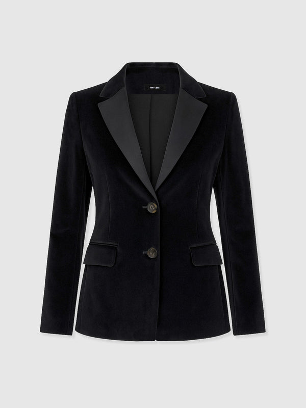 Axel Single Breasted Blazer - Black Velvet