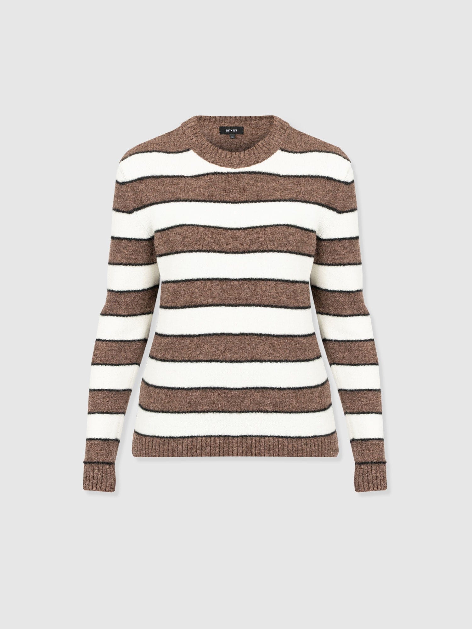 Azura Knit Jumper - Brown Stripe - Women's Knitwears | Saint + Sofia® UK