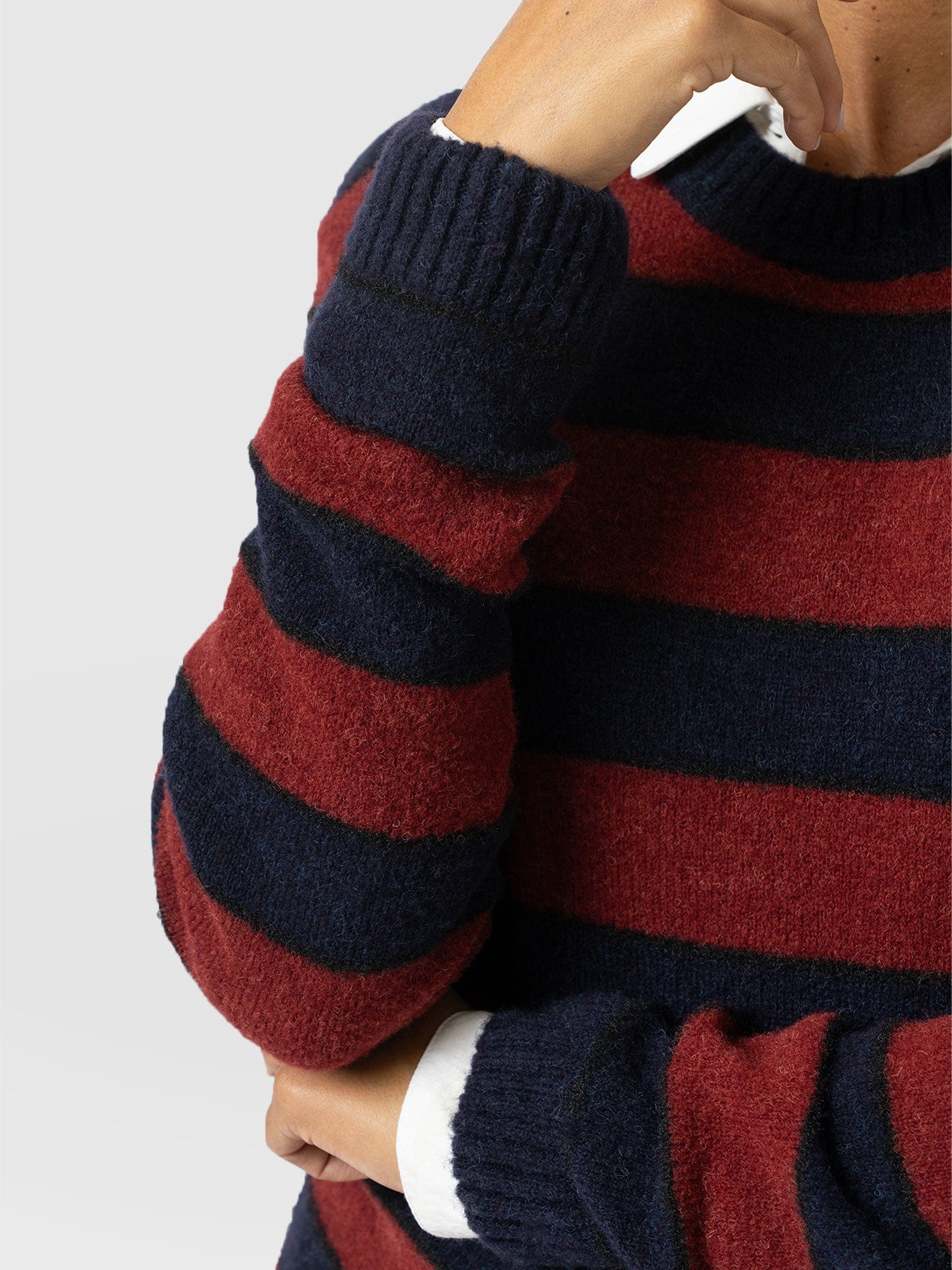 Azura Knit Jumper - Red/Navy - Women's Jumpers | Saint + Sofia® UK