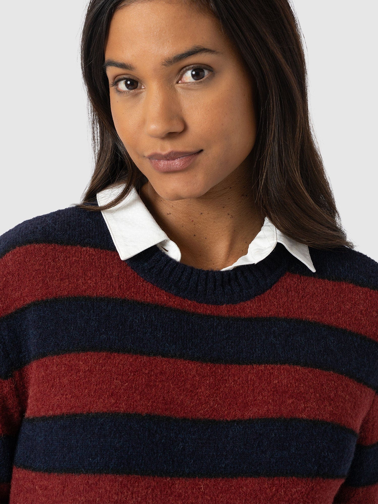 Azura Knit Jumper - Red/Navy - Women's Jumpers | Saint + Sofia® UK