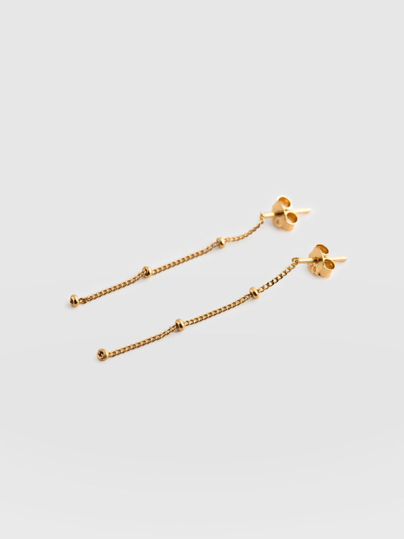 Ball Chain Drop Earrings - Gold