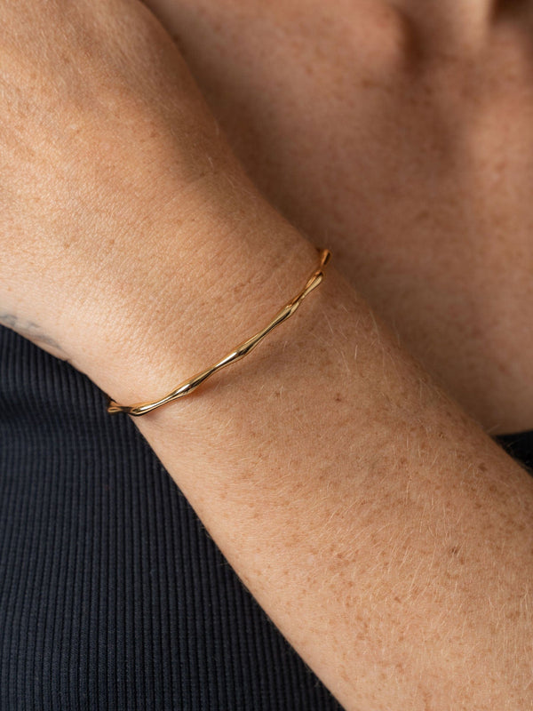 Bamboo Cuff Bangle - Gold