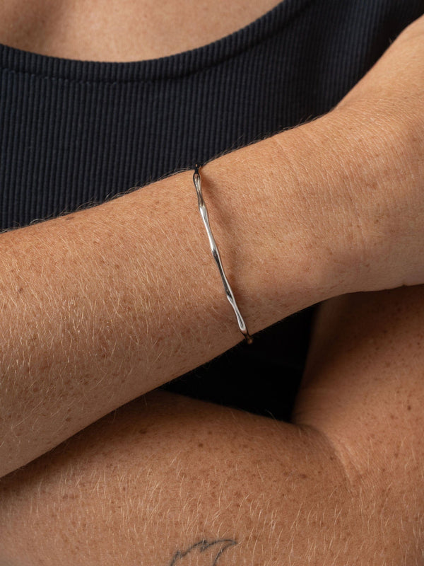 Bamboo Cuff Bangle - Silver