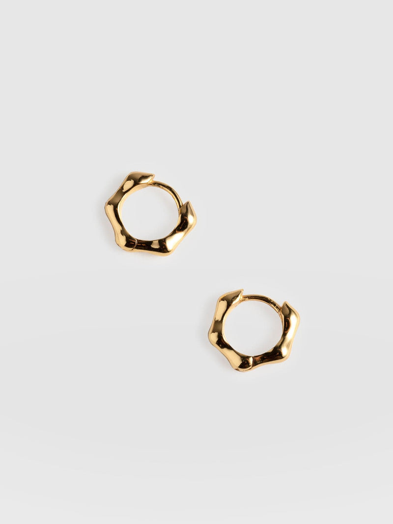 Bamboo Huggie Earrings - Gold
