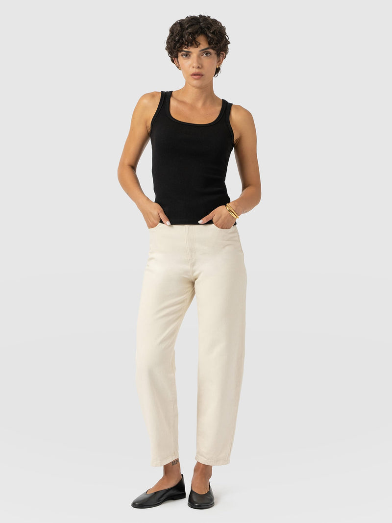 Barrel Leg Jean - Cream - Women's Denims | Saint and Sofia® UK