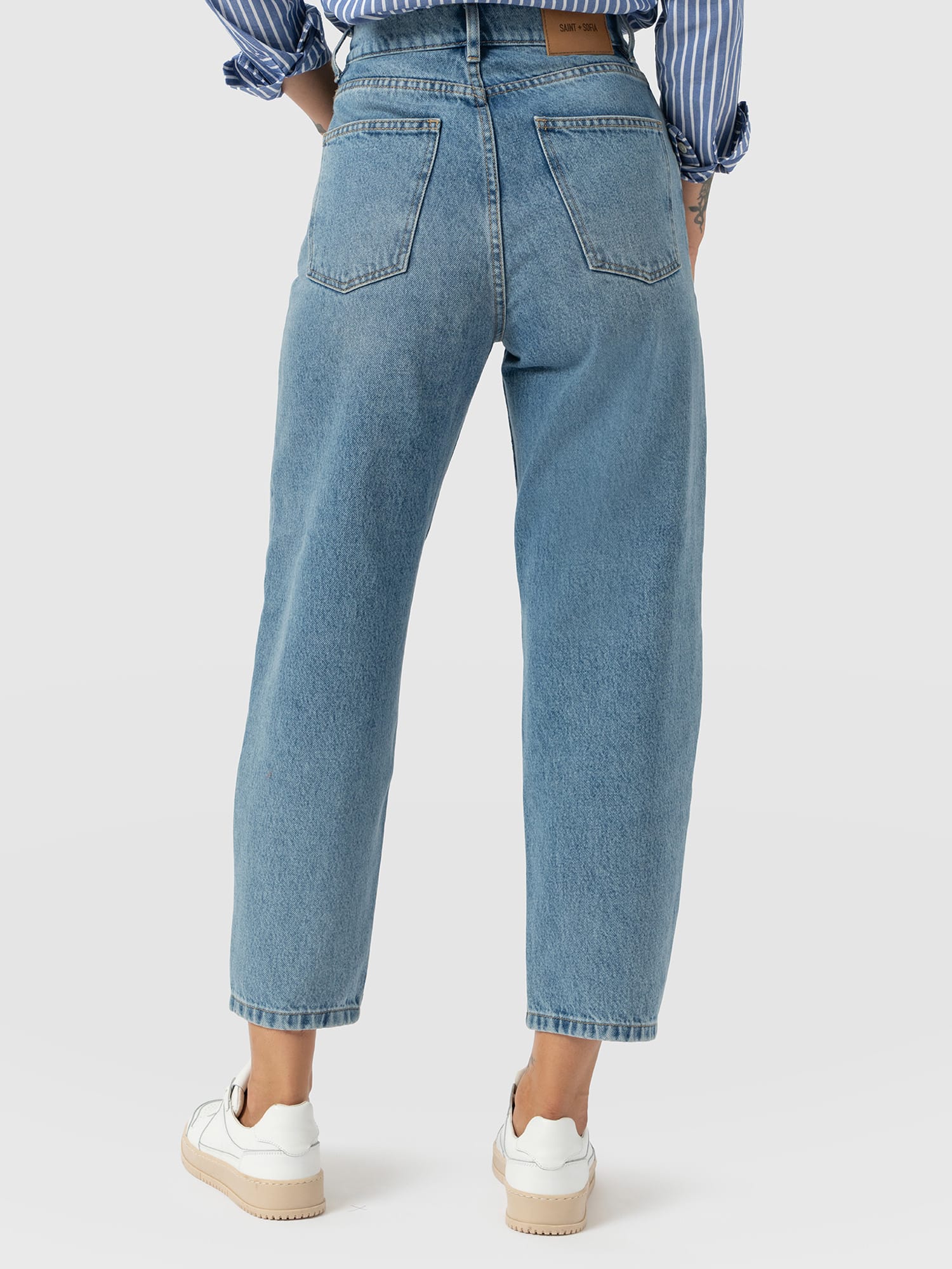 Barrel Leg Jean - Light Blue - Women's Denims | Saint and Sofia® UK