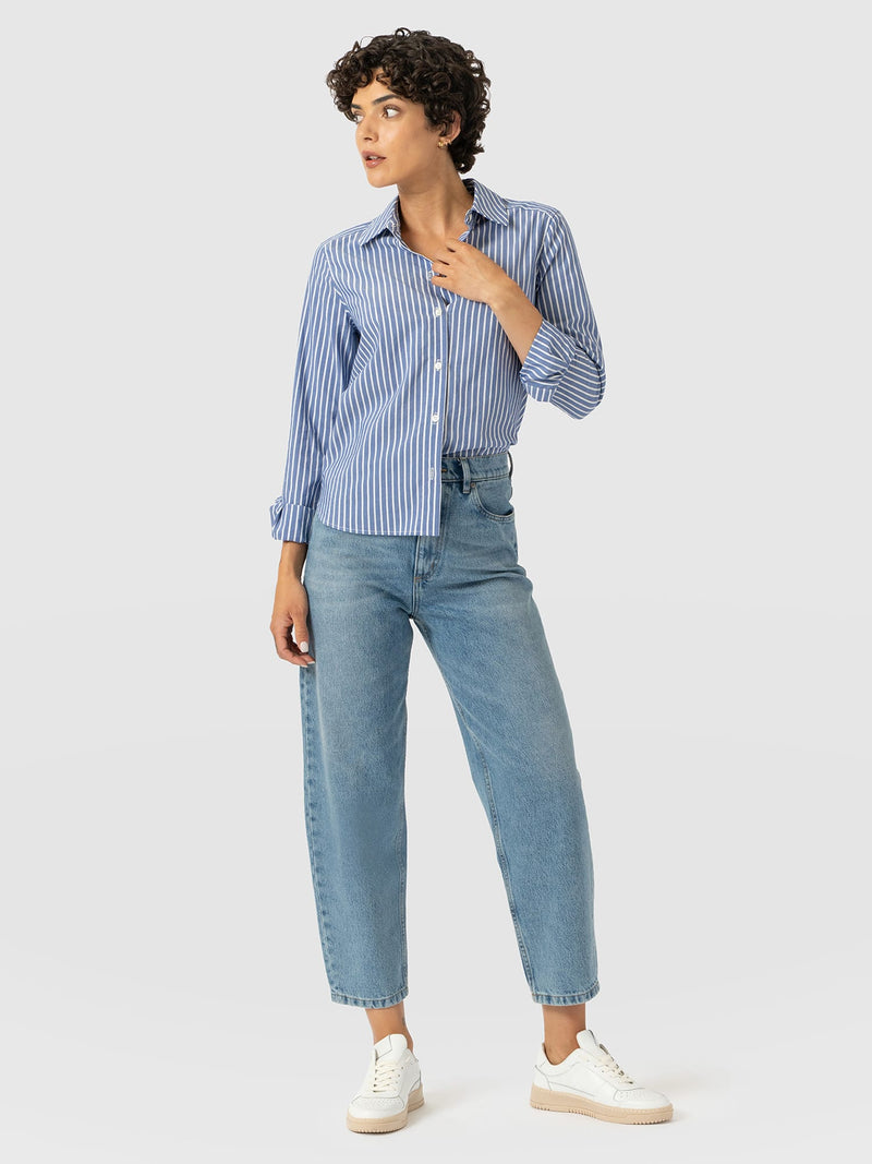 Barrel Leg Jean - Light Blue - Women's Denims | Saint and Sofia® UK