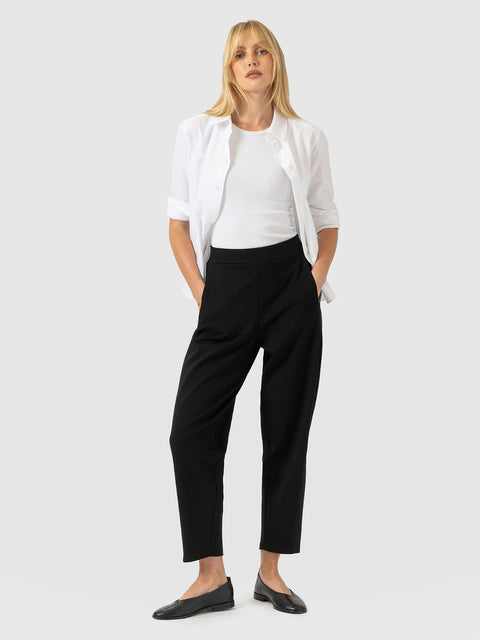 Barrel Leg Jersey Pant - Black - Women's Trousers | Saint and Sofia® UK